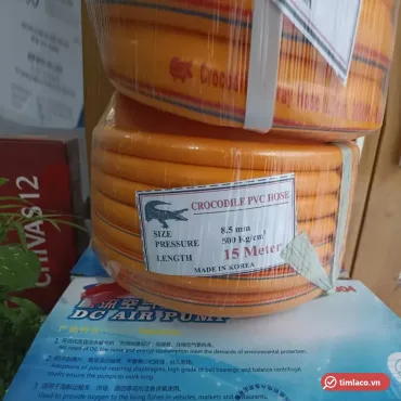 Cuộn dây hơi Cá Sấu Crocodile 8,5 mm màu cam với nhãn Crocodile PVC Hose, size 8.5 mm, length 15 Meter, Made in Korea
