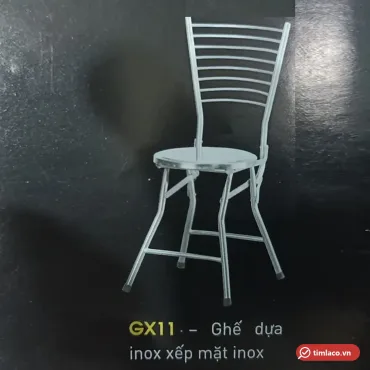 Ghế xếp mặt inox Hwata GX11, lưng thanh ngang, chân gập