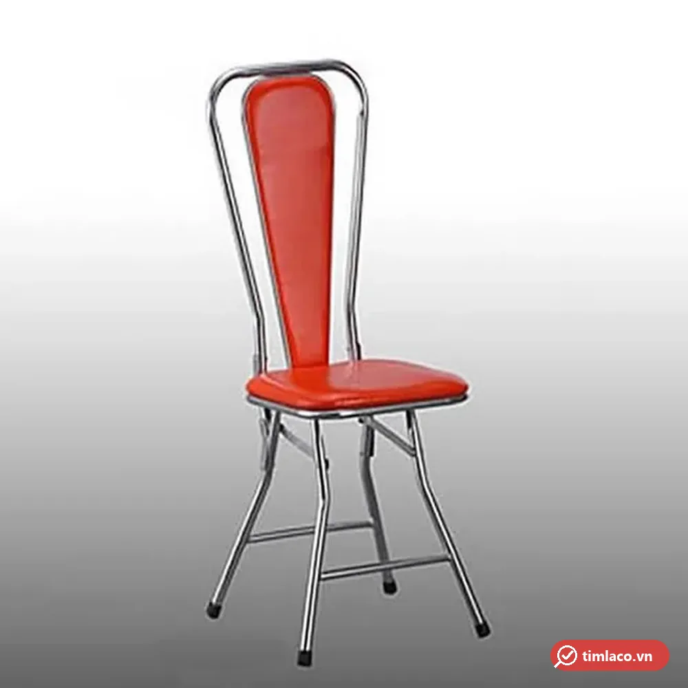 Ghế xếp inox Hwata GX26 lưng cao bọc nệm simili đỏ, chân gập