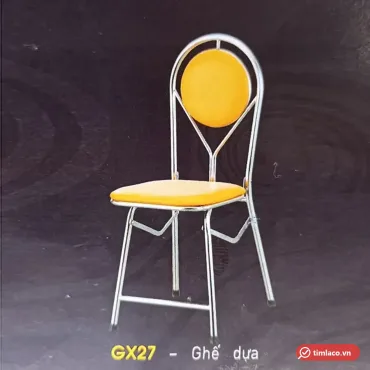 Ghế xếp inox Hwata GX27 nệm simili vàng, lưng nệm tròn trong khung vòm