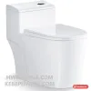 Bàn cầu một khối Hwata HT-010 màu trắng, nhìn chéo trên nền trắng