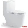 Bàn cầu một khối Hwata HT-108 màu trắng, nhìn chéo trên nền trắng