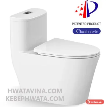 B&agrave;n cầu một khối Hwata HT-119 m&agrave;u trắng, nh&igrave;n ch&eacute;o tr&ecirc;n nền trắng