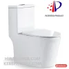 Bàn cầu một khối Hwata HT-122 màu trắng, nhìn chéo trên nền trắng