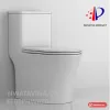 Bàn cầu một khối Hwata HT-135 màu trắng, nhìn chéo trên nền xám nhạt