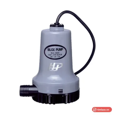 Máy bơm chìm điện DC 12V dòng DC của APP (Hung Pump), thân xám đế đen, ống xả ngang (ảnh minh hoạ dòng hàng)