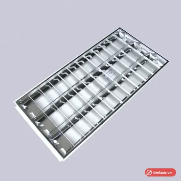 Máng đèn âm trần xương cá 3 bóng 1m2 khổ 1200 × 600 mm, nan phản quang xếp ngang (ảnh minh hoạ)