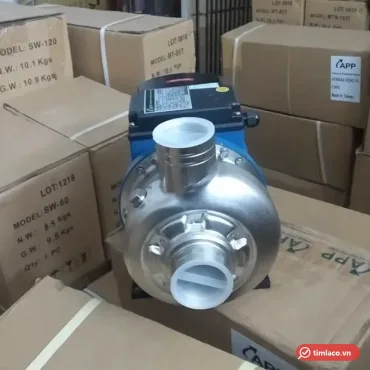 Máy bơm APP dòng SW đầu inox, cổng hút phía trước, cổng xả phía trên (ảnh minh hoạ dòng hàng)