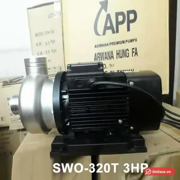 Máy bơm APP dòng SWO đầu inox, động cơ đen, đặt trước thùng hàng APP (ảnh minh hoạ dòng hàng)