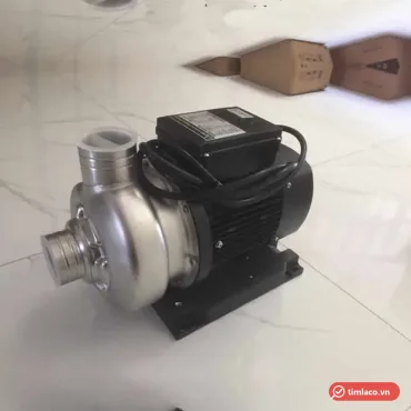 Máy bơm lưu lượng APP dòng SWO đầu bơm inox, động cơ đen, đặt trên nền gạch (ảnh minh hoạ dòng hàng)
