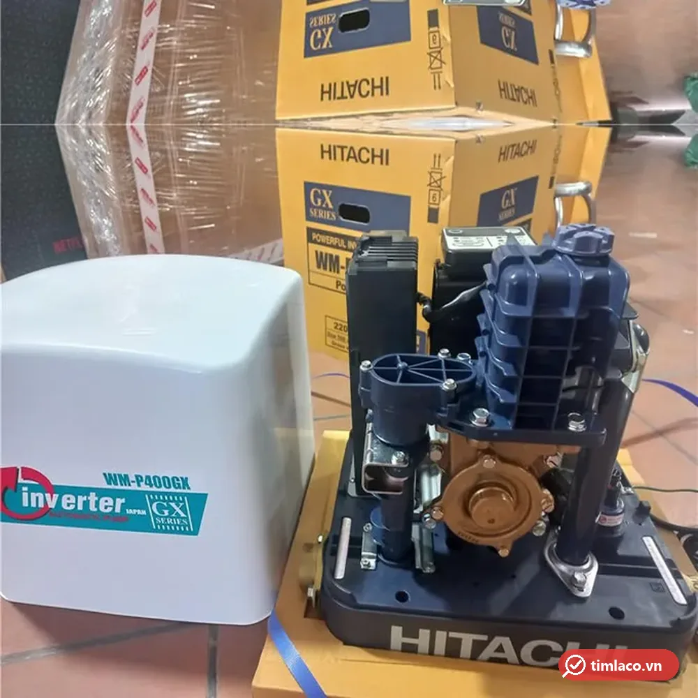 Máy bơm tăng áp biến tần Hitachi WM-P400GX mở vỏ che, vỏ in WM-P400GX inverter GX series