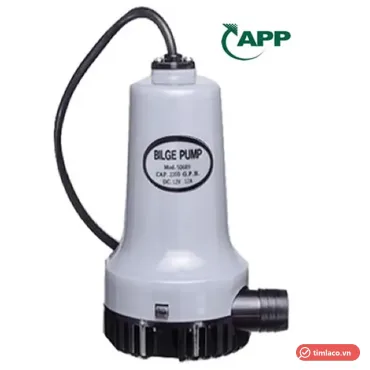 Máy bơm chìm điện bình APP DC-2312 thân trắng, tem ghi Bilge pump 2300 G.P.H, DC 12V