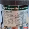 Tem nhãn máy bơm chìm APP BAV-250: 250W 1/3HP, 1 pha 220 – 240V, họng xả 40 mm, tối đa 8 m – 200 lít/phút, IP68