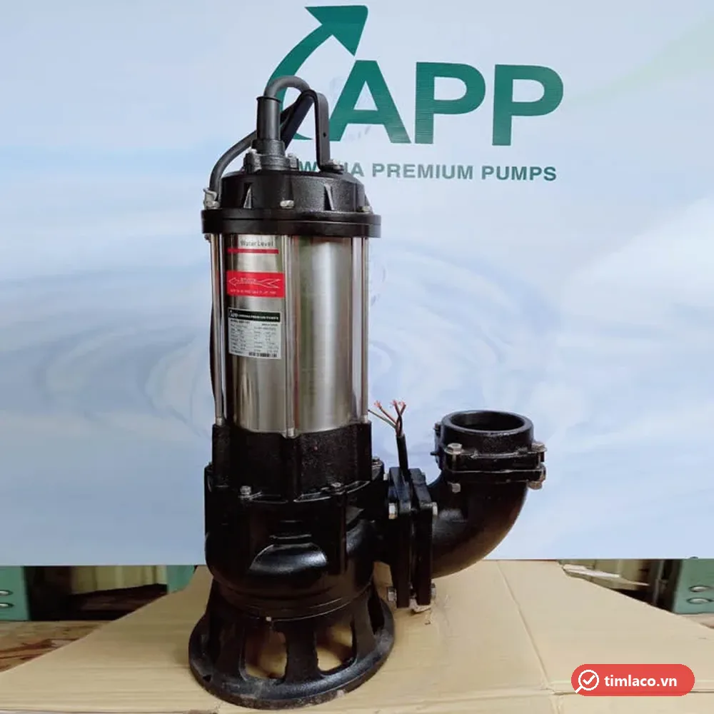 Máy bơm chìm nước thải APP dòng DSP, vỏ motor inox, đế gang có chân, cút xả mặt bích (ảnh minh hoạ dòng hàng)