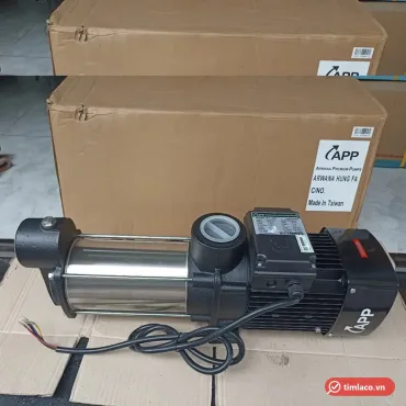 Máy bơm đa tầng cánh APP MT-105T 3HP 380V, buồng bơm inox nằm ngang, đặt trước thùng máy APP