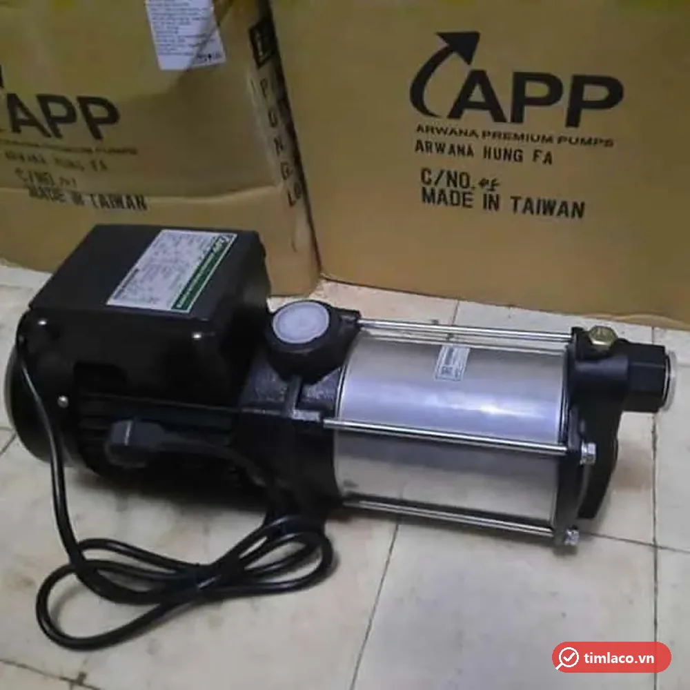 Máy bơm đa tầng cánh APP dòng MT, buồng bơm inox nằm ngang, hộp điện đặt trên động cơ (ảnh minh hoạ dòng hàng)