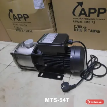 Máy bơm đa tầng cánh APP dòng MTS, buồng bơm inox nằm ngang, đặt cạnh thùng hàng APP (ảnh minh hoạ dòng hàng)