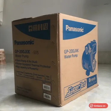 Thùng máy bơm Panasonic GP-200JXK dòng SuperJet nắp đồng thau, in thông số hút sâu 9 m, 45 lít/phút, cột áp 30 m