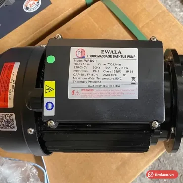 Động cơ máy bơm Ewala WP300-I với tem nhãn Hmax 18 m, Qmax 730 L/min, 2,2 kW, 220-240V