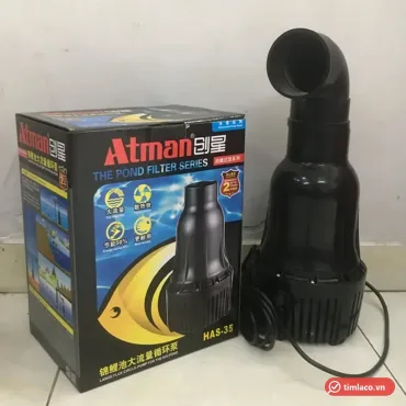 Máy bơm chìm Atman dòng HAS lắp co nối, đặt cạnh hộp Pond Filter Series (ảnh minh hoạ dòng hàng)