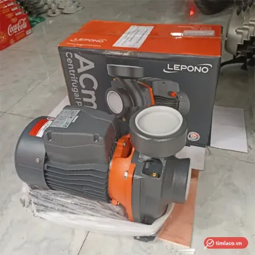 Máy bơm ly tâm Lepono dòng ACm họng 3 inch, thân xám cam, đặt trước thùng Lepono ACm (ảnh minh hoạ dòng hàng)