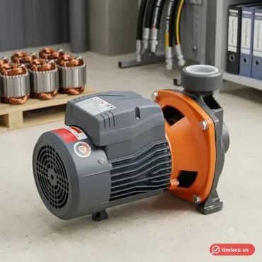 Máy bơm ly tâm đầu gang Lepono dòng ACm màu xám cam, họng xả hướng lên (ảnh minh hoạ dòng hàng)
