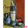 Máy bơm nước thải APP SV-750A có phao, thân inox mang tem SV-750A, buồng bơm gang và đầu nối ống xả