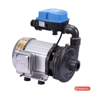 Máy bơm tăng áp Tân Hoàn Cầu Radar Pump TA-370 370W: thân inox, đầu bơm gang đen, rơ-le tự động màu xanh dương