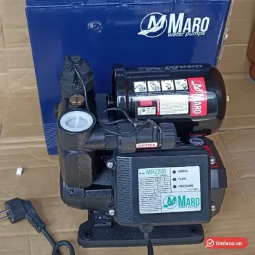 Máy bơm tăng áp điện tử Maro MRZ200 200W có bình áp, hộp điều khiển ghi MRZ200, đặt trước thùng Maro