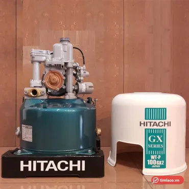 Máy bơm tăng áp tự động Hitachi WT-P100GX2 100W mở nắp, bên cạnh nắp máy ghi WT-P 100GX2