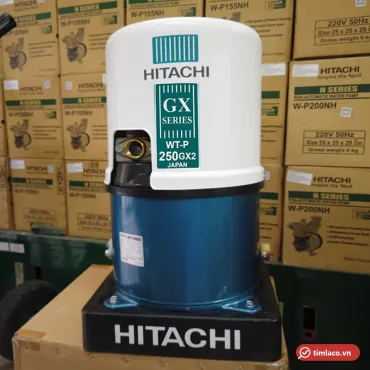 Máy bơm tăng áp tự động Hitachi WT-P250GX2 250W, nắp trắng ghi WT-P 250GX2