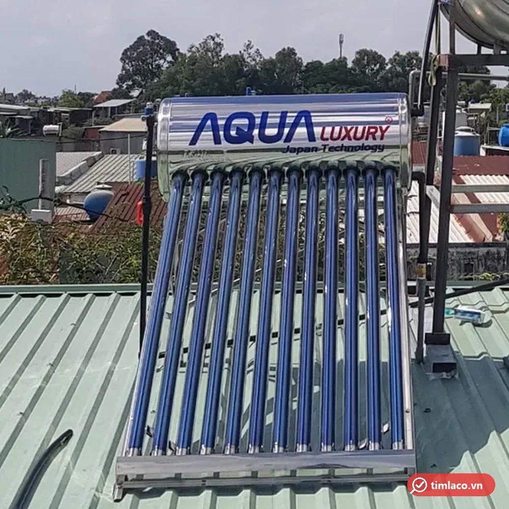 Máy nước nóng năng lượng mặt trời Aqua inox 130 lít 12 ống lắp trên mái tôn
