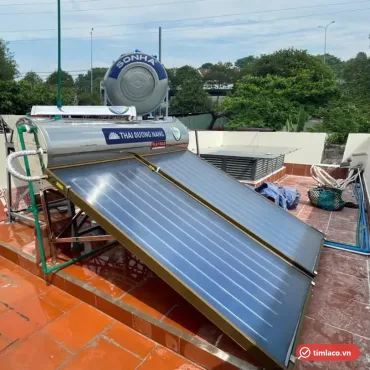 M&aacute;y nước n&oacute;ng năng lượng mặt trời Sơn H&agrave; Th&aacute;i Dương Năng Flat Gold 300 l&iacute;t hai tấm phẳng lắp tr&ecirc;n s&acirc;n thượng