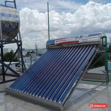 Máy nước nóng năng lượng mặt trời Sơn Hà Gold 180 lít 18 ống lắp trên sân thượng, bình inox nhãn Sơn Hà