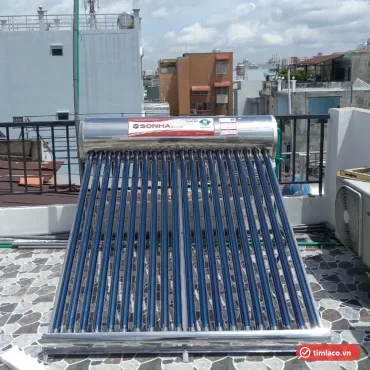 Máy nước nóng năng lượng mặt trời Sơn Hà Gold 200 lít 20 ống lắp trên sân thượng, bình inox nhãn Sơn Hà