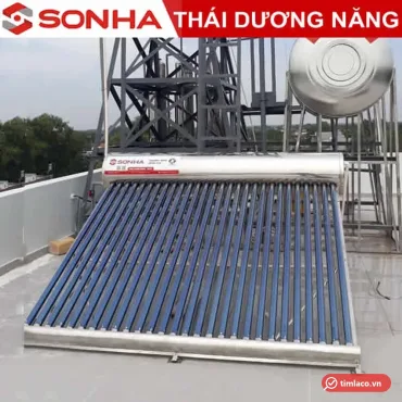 Máy nước nóng năng lượng mặt trời Sơn Hà Thái Dương Năng Gold 300 lít 28 ống lắp trên sân thượng, bình inox nhãn Sơn Hà