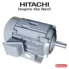Motor điện 3 pha Hitachi vỏ nhôm hợp kim có cánh tản nhiệt và chân đế, nhìn từ phía đầu trục (ảnh minh hoạ dòng hàng)