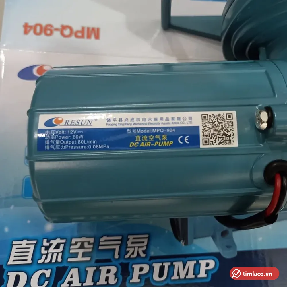 Tem nhãn Resun MPQ-904: 12V, 60W, 80 lít/phút, 0,08 MPa
